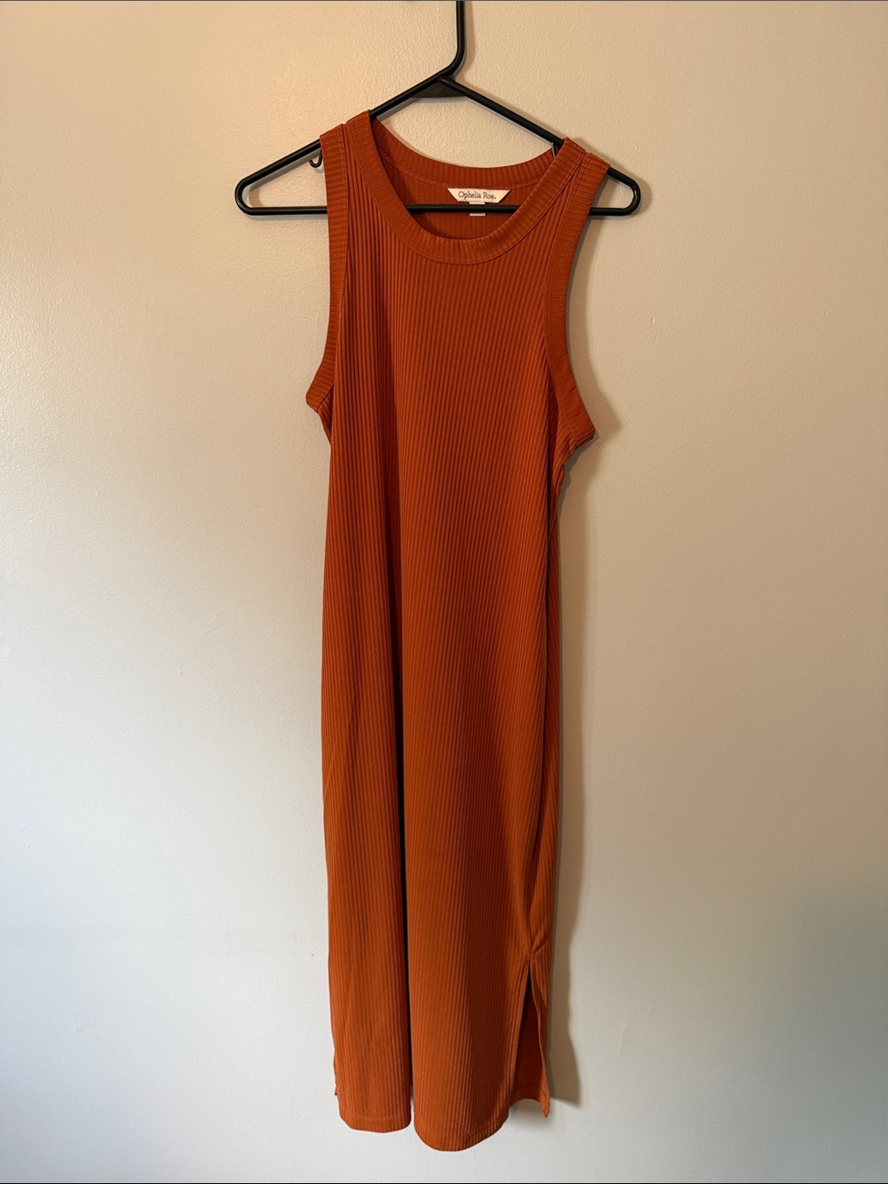 Collared + Sons Ribbed Midi Tank Dress - Rust